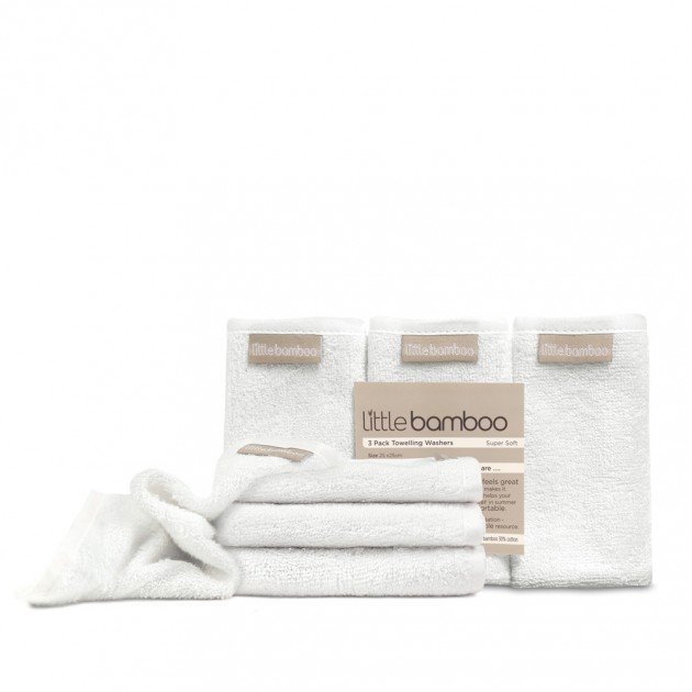 Little Bamboo 3 Pack Towelling Wash Cloths