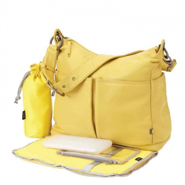 OiOi Lemon Two Pocket Leather Hobo Nappy Bag