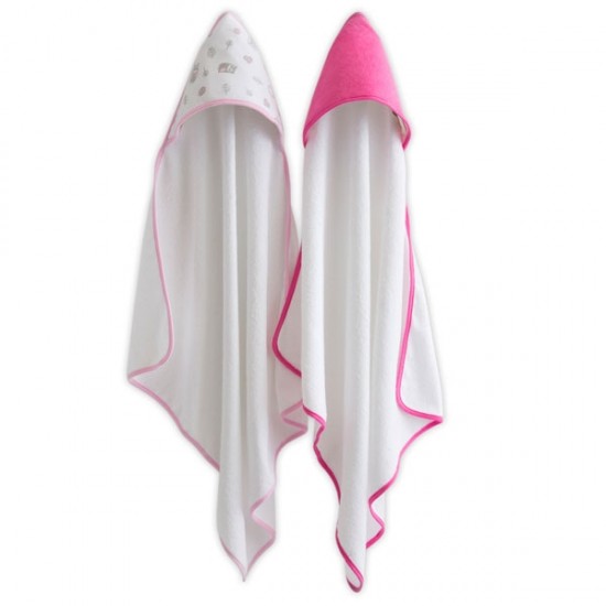 The Little Linen Company Hooded Towel 2pk - Pink Owls