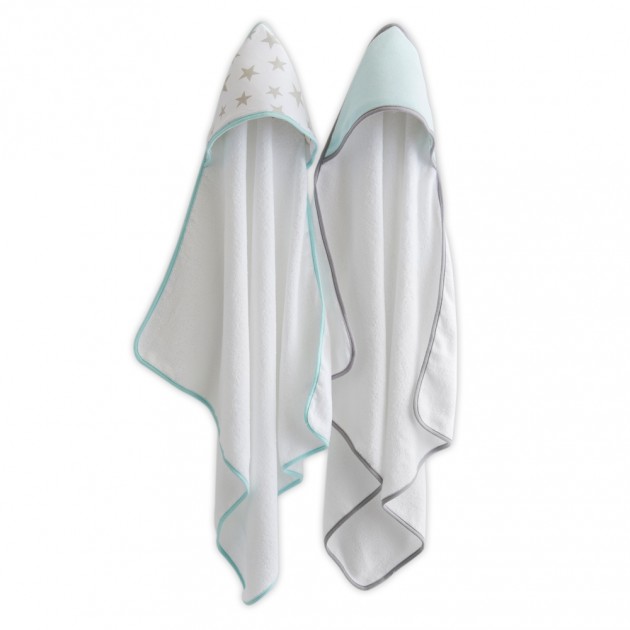 The Little Linen Company Hooded Towel 2pk - Starlight Mint