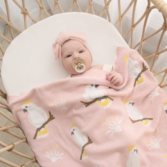 Living Textiles Australiana Baby Blanket - Cockatoo/Blush