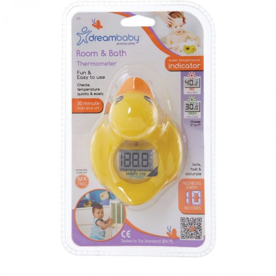 Baby Duck Bath & Yellow Giraffe Nursery Room Thermometer Starter Pack 