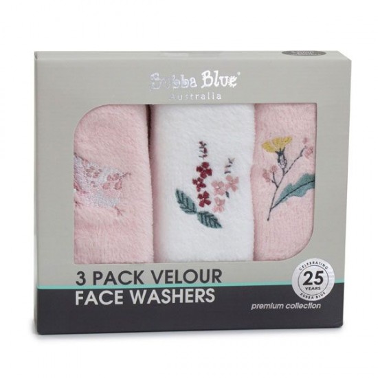 Bubba Blue Berry Floral Face Washers 3pk