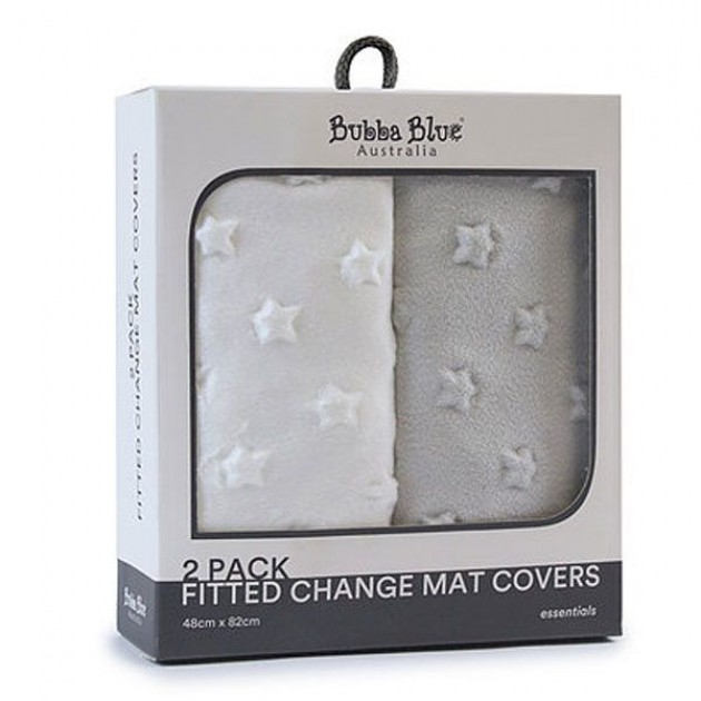 Bubba Blue Change Mat Covers White & Grey 2pk