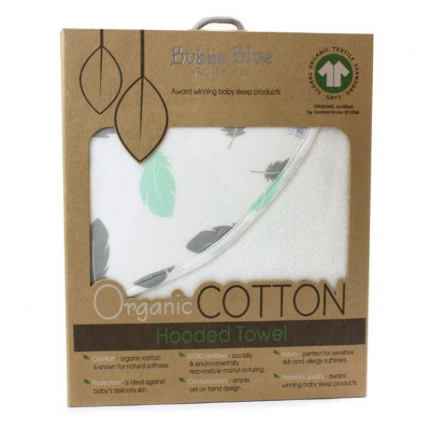 Bubba Blue New Feathers Organic Cotton Hooded Towel
