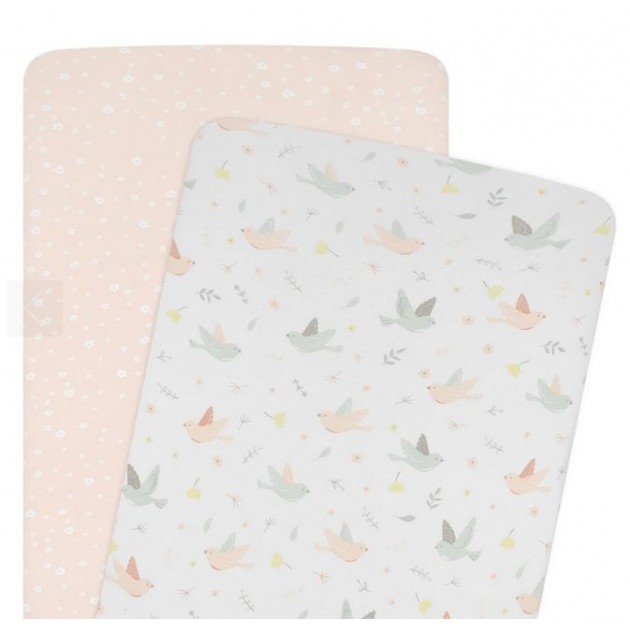 Living Textiles Jersey Fitted Sheet 2pk - Ava/Blush Floral