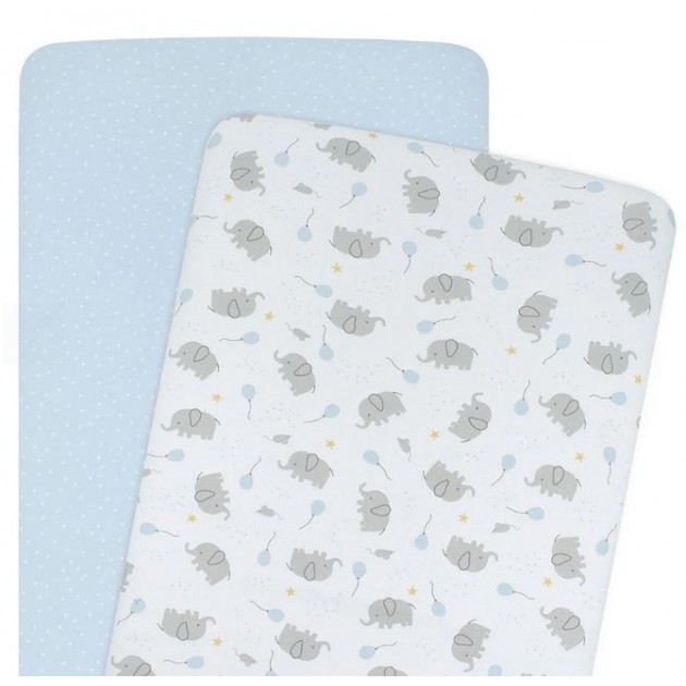Living Textiles Jersey Fitted Sheet 2pk - Mason/Blue Dots