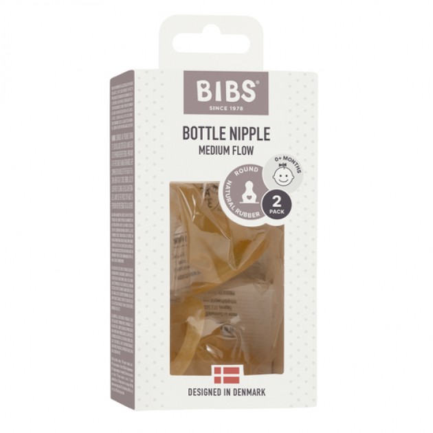 BIBS Latex Bottle Teats Medium Flow 2 Pack