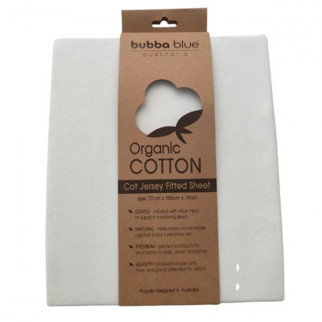 Bubba Blue Organic Cotton Jersey Cot Fitted Sheet