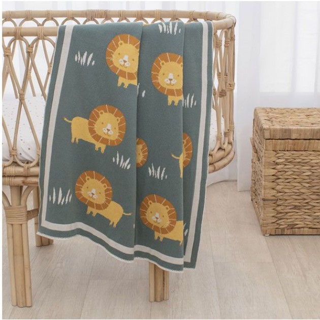 Lolli Living Day At The Zoo Pram Knit Blanket