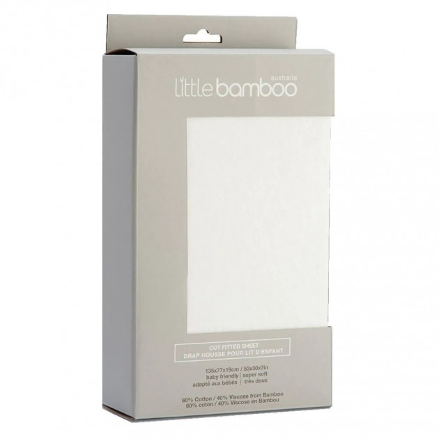 Little Bamboo Jersey Cot Fitted Sheet in white
