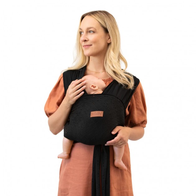 MOBY Easy Wrap Carrier - Black Eyelet